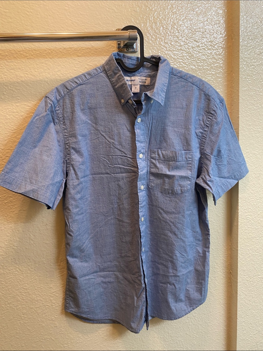 Old Navy Boys Short-Sleeve Button-Down Shirt in Light Blue Chambray